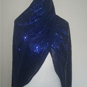 Navy Blue Sequin Wrap Shawl